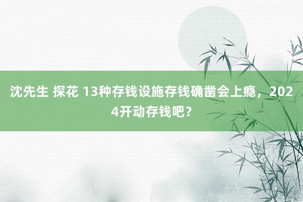 沈先生 探花 13种存钱设施存钱确凿会上瘾，2024开动存钱吧？