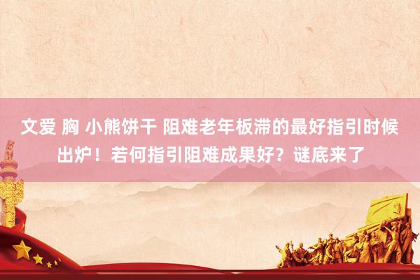 文爱 胸 小熊饼干 阻难老年板滞的最好指引时候出炉！若何指引阻难成果好？谜底来了