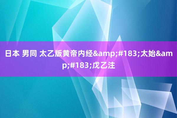 日本 男同 太乙版黄帝内经&#183;太始&#183;戊乙注